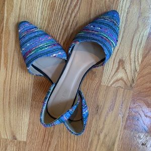 J. Crew women’s 8.5 blue multi colored flats